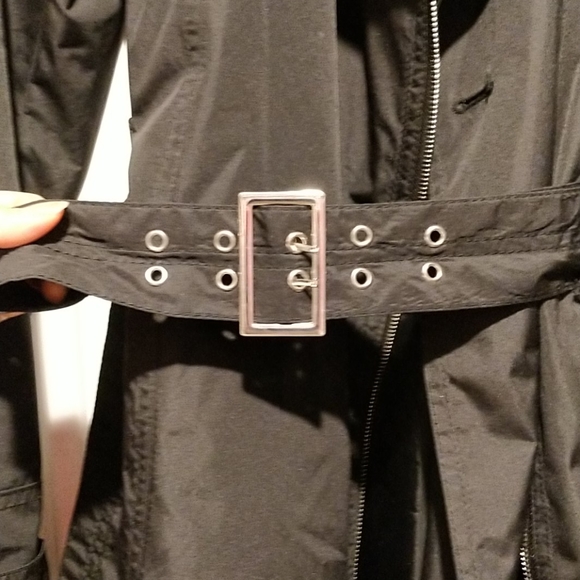 NWOT Chic diagonal zipper tie waist black jacket - Picture 13 of 16